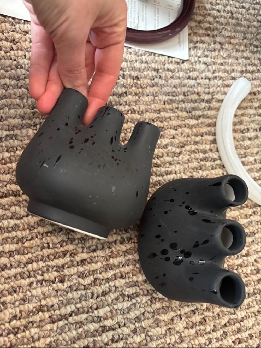 Matte Black Ceramic Multi-Spout Vase / Bud Vase